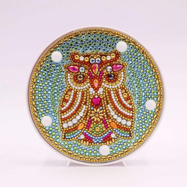 Round Lamp Mandala Sleepy Owl